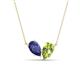 1 - Zemi 1.40 ctw Pear Shape Iolite and Peridot (7x5 mm) Toi Et Moi Pendant Necklace 