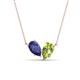 1 - Zemi 1.40 ctw Pear Shape Iolite and Peridot (7x5 mm) Toi Et Moi Pendant Necklace 