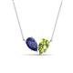 1 - Zemi 1.40 ctw Pear Shape Iolite and Peridot (7x5 mm) Toi Et Moi Pendant Necklace 