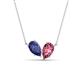1 - Zemi 1.30 ctw Pear Shape Iolite and Pink Tourmaline (7x5 mm) Toi Et Moi Pendant Necklace 