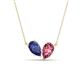 1 - Zemi 1.30 ctw Pear Shape Iolite and Pink Tourmaline (7x5 mm) Toi Et Moi Pendant Necklace 