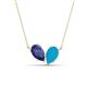 1 - Zemi 0.95 ctw Pear Shape Iolite and Turquoise (7x5 mm) Toi Et Moi Pendant Necklace 