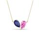 1 - Zemi 1.50 ctw Pear Shape Iolite and Lab Grown Pink Sapphire (7x5 mm) Toi Et Moi Pendant Necklace 