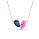 1 - Zemi 1.50 ctw Pear Shape Iolite and Lab Grown Pink Sapphire (7x5 mm) Toi Et Moi Pendant Necklace 
