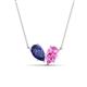 1 - Zemi 1.50 ctw Pear Shape Iolite and Lab Grown Pink Sapphire (7x5 mm) Toi Et Moi Pendant Necklace 