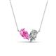 1 - Zemi 1.75 ctw Pear Shape Created Pink Sapphire and Moissanite (7x5 mm) Toi Et Moi Pendant Necklace 