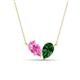 1 - Zemi 1.70 ctw Pear Shape Created Pink Sapphire and Lab Grown Emerald (7x5 mm) Toi Et Moi Pendant Necklace 