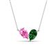 1 - Zemi 1.70 ctw Pear Shape Created Pink Sapphire and Lab Grown Emerald (7x5 mm) Toi Et Moi Pendant Necklace 