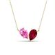 1 - Zemi 1.85 ctw Pear Shape Created Pink Sapphire and Lab Grown Ruby (7x5 mm) Toi Et Moi Pendant Necklace 