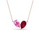 1 - Zemi 1.85 ctw Pear Shape Created Pink Sapphire and Lab Grown Ruby (7x5 mm) Toi Et Moi Pendant Necklace 