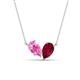 1 - Zemi 1.85 ctw Pear Shape Created Pink Sapphire and Lab Grown Ruby (7x5 mm) Toi Et Moi Pendant Necklace 