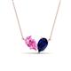 1 - Zemi 1.80 ctw Pear Shape Created Pink Sapphire and Lab Grown Blue Sapphire (7x5 mm) Toi Et Moi Pendant Necklace 