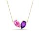 1 - Zemi 1.55 ctw Pear Shape Created Pink Sapphire and Amethyst (7x5 mm) Toi Et Moi Pendant Necklace 