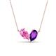 1 - Zemi 1.55 ctw Pear Shape Created Pink Sapphire and Amethyst (7x5 mm) Toi Et Moi Pendant Necklace 