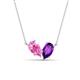 1 - Zemi 1.55 ctw Pear Shape Created Pink Sapphire and Amethyst (7x5 mm) Toi Et Moi Pendant Necklace 