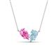 1 - Zemi 1.50 ctw Pear Shape Created Pink Sapphire and Aquamarine (7x5 mm) Toi Et Moi Pendant Necklace 