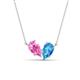 1 - Zemi 1.75 ctw Pear Shape Created Pink Sapphire and Blue Topaz (7x5 mm) Toi Et Moi Pendant Necklace 