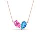 1 - Zemi 1.75 ctw Pear Shape Created Pink Sapphire and Blue Topaz (7x5 mm) Toi Et Moi Pendant Necklace 