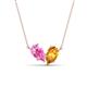 1 - Zemi 1.55 ctw Pear Shape Created Pink Sapphire and Citrine (7x5 mm) Toi Et Moi Pendant Necklace 