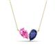 1 - Zemi 1.50 ctw Pear Shape Created Pink Sapphire and Iolite (7x5 mm) Toi Et Moi Pendant Necklace 