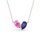 1 - Zemi 1.50 ctw Pear Shape Created Pink Sapphire and Iolite (7x5 mm) Toi Et Moi Pendant Necklace 
