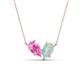 1 - Zemi 1.25 ctw Pear Shape Created Pink Sapphire and Opal (7x5 mm) Toi Et Moi Pendant Necklace 