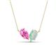 1 - Zemi 1.25 ctw Pear Shape Created Pink Sapphire and Opal (7x5 mm) Toi Et Moi Pendant Necklace 