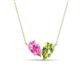 1 - Zemi 1.70 ctw Pear Shape Created Pink Sapphire and Peridot (7x5 mm) Toi Et Moi Pendant Necklace 