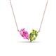 1 - Zemi 1.70 ctw Pear Shape Created Pink Sapphire and Peridot (7x5 mm) Toi Et Moi Pendant Necklace 