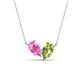 1 - Zemi 1.70 ctw Pear Shape Created Pink Sapphire and Peridot (7x5 mm) Toi Et Moi Pendant Necklace 