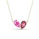 1 - Zemi 1.60 ctw Pear Shape Created Pink Sapphire and Pink Tourmaline (7x5 mm) Toi Et Moi Pendant Necklace 