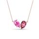 1 - Zemi 1.60 ctw Pear Shape Created Pink Sapphire and Pink Tourmaline (7x5 mm) Toi Et Moi Pendant Necklace 