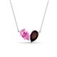 1 - Zemi 1.80 ctw Pear Shape Created Pink Sapphire and Red Garnet (7x5 mm) Toi Et Moi Pendant Necklace 