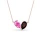 1 - Zemi 1.80 ctw Pear Shape Created Pink Sapphire and Red Garnet (7x5 mm) Toi Et Moi Pendant Necklace 