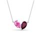 1 - Zemi 1.80 ctw Pear Shape Created Pink Sapphire and Rhodolite Garnet (7x5 mm) Toi Et Moi Pendant Necklace 