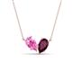 1 - Zemi 1.80 ctw Pear Shape Created Pink Sapphire and Rhodolite Garnet (7x5 mm) Toi Et Moi Pendant Necklace 