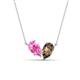 1 - Zemi 1.55 ctw Pear Shape Created Pink Sapphire and Smoky Quartz (7x5 mm) Toi Et Moi Pendant Necklace 