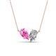 1 - Zemi 2.20 ctw Pear Shape Created Pink Sapphire and Lab Grown Diamond (7x5 mm) Toi Et Moi Pendant Necklace 