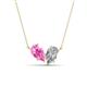 1 - Zemi 1.70 ctw Pear Shape Created Pink Sapphire and Natural Diamond (7x5 mm) Toi Et Moi Pendant Necklace 