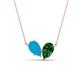 1 - Zemi 1.15 ctw Pear Shape Turquoise and Lab Grown Emerald (7x5 mm) Toi Et Moi Pendant Necklace 