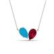 1 - Zemi 1.30 ctw Pear Shape Turquoise and Lab Grown Ruby (7x5 mm) Toi Et Moi Pendant Necklace 