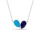 1 - Zemi 1.25 ctw Pear Shape Turquoise and Lab Grown Blue Sapphire (7x5 mm) Toi Et Moi Pendant Necklace 