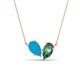 1 - Zemi 1.21 ctw Pear Shape Turquoise and Created Alexandrite (7x5 mm) Toi Et Moi Pendant Necklace 