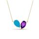 1 - Zemi 1.00 ctw Pear Shape Turquoise and Amethyst (7x5 mm) Toi Et Moi Pendant Necklace 