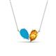 1 - Zemi 1.00 ctw Pear Shape Turquoise and Citrine (7x5 mm) Toi Et Moi Pendant Necklace 