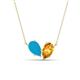 1 - Zemi 1.00 ctw Pear Shape Turquoise and Citrine (7x5 mm) Toi Et Moi Pendant Necklace 