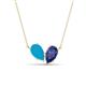 1 - Zemi 0.95 ctw Pear Shape Turquoise and Iolite (7x5 mm) Toi Et Moi Pendant Necklace 