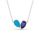 1 - Zemi 0.95 ctw Pear Shape Turquoise and Iolite (7x5 mm) Toi Et Moi Pendant Necklace 