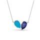 1 - Zemi 0.95 ctw Pear Shape Turquoise and Iolite (7x5 mm) Toi Et Moi Pendant Necklace 
