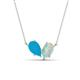 1 - Zemi 0.70 ctw Pear Shape Turquoise and Opal (7x5 mm) Toi Et Moi Pendant Necklace 